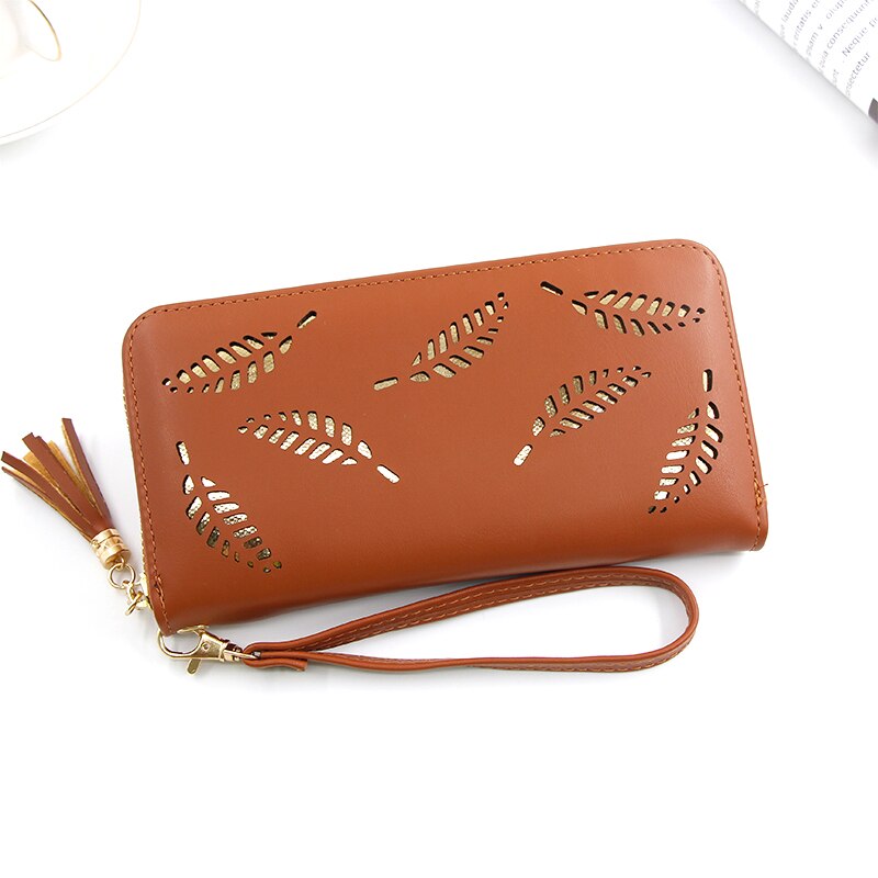 Vrouwen lange clutch portemonnee grote capaciteit portemonnees dames portemonnee dames portemonnee telefoonvak kaarthouder: Bruin