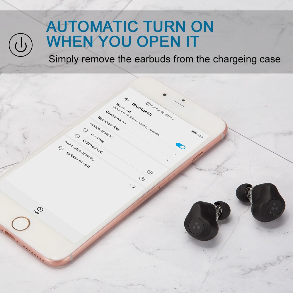SYLLABLE-auriculares inalámbricos S115, cascos con potentes graves, TWS, reducción de ruido para música, Chip QCC3020 de SYLLABLE S115, auriculares de deporte inalámbrico