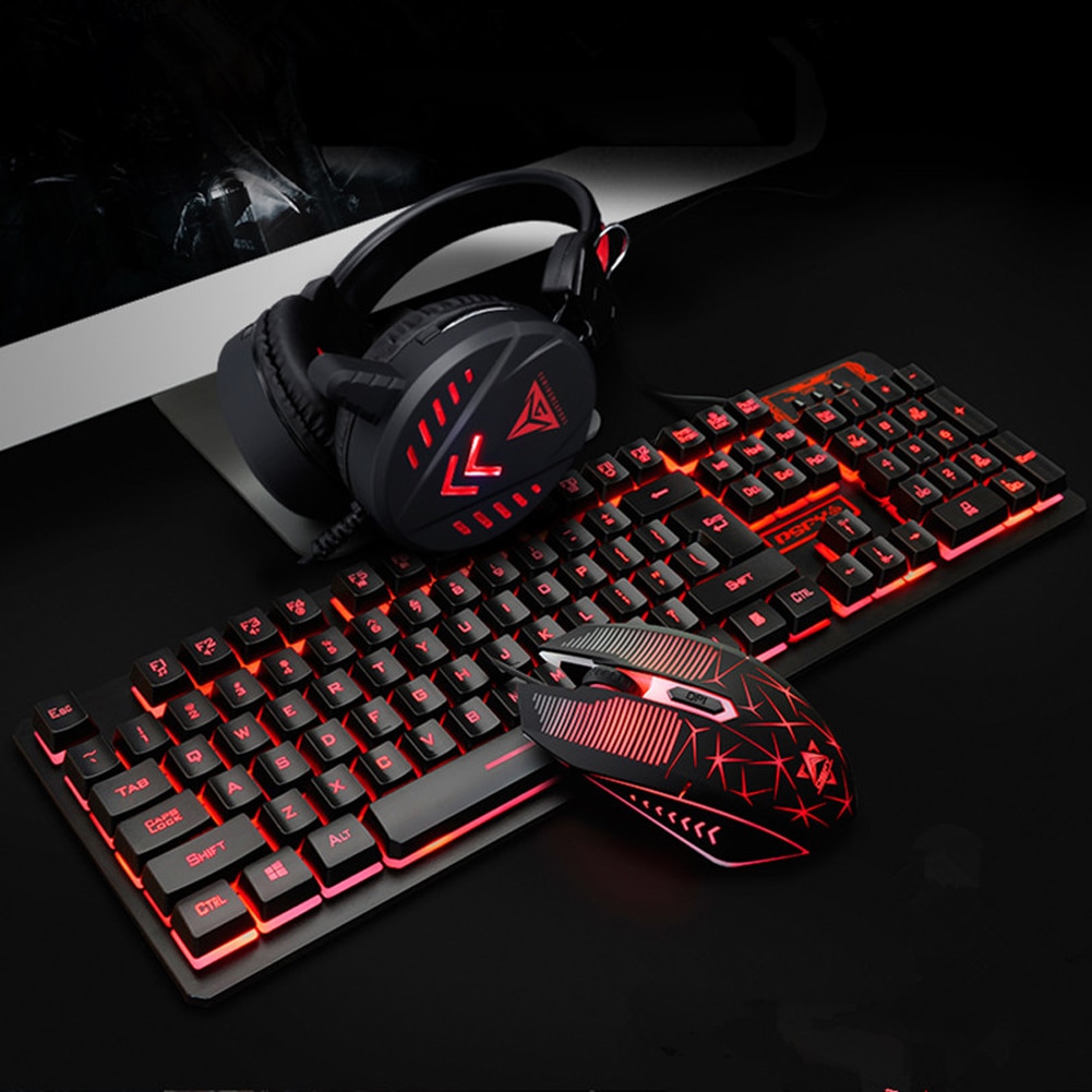 Gaming mus mekaniskt hem headset bakgrundsbelysning ergonomiskt tangentbord set usb trådad pad dator skrivbord vattentäta tillbehör