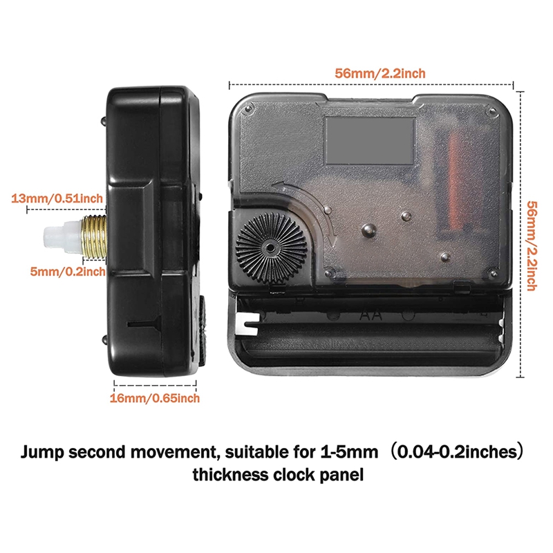 2 Pieces High Torque Long Shaft Clock Movement Mechanism with 5 Different Pairs of Hands Clock Repair Parts Replacement