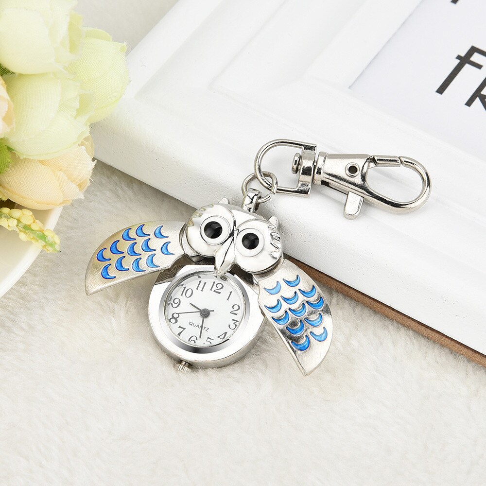 Petites montres à gousset, horloge rétro à quartz, magnifique porte-clés de dessin animé mignon, montre de poche hibou, relogio feminino saat watch *a