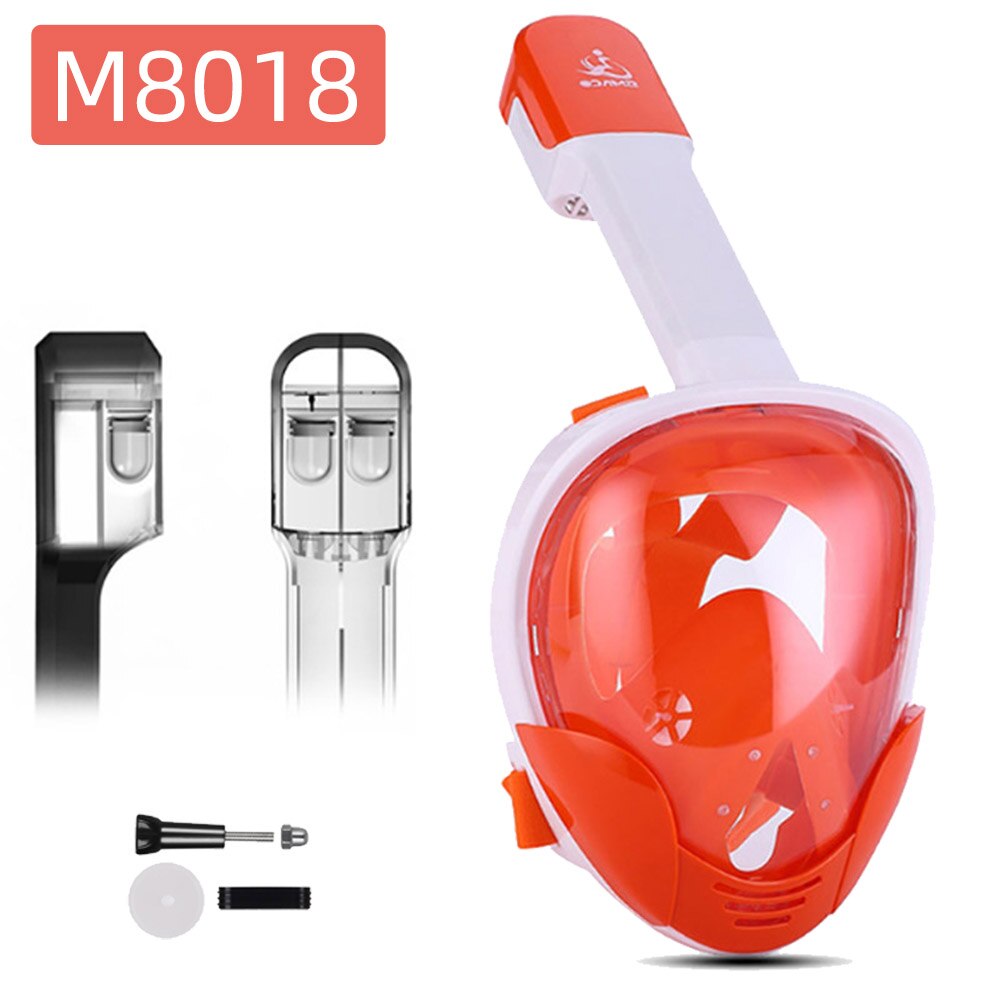 Full Face Snorkeling Mask Set Diving Equipment Underwater Swimming Mask Training Scuba Mergulho Snorkeling Mask: M8018Orange / L/XL