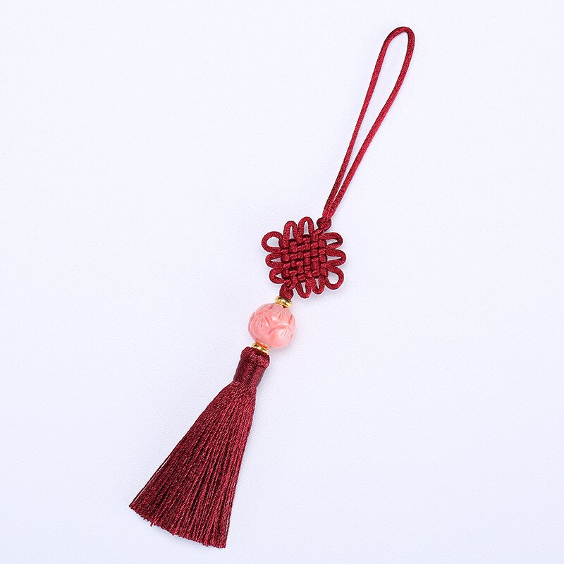Cuentas de flor de loto de , 2 piezas, nudos chinos, borlas, joyería artesanal, bolsa de cortina, accesorios decorativos, borlas artesanales: Bordeaux red