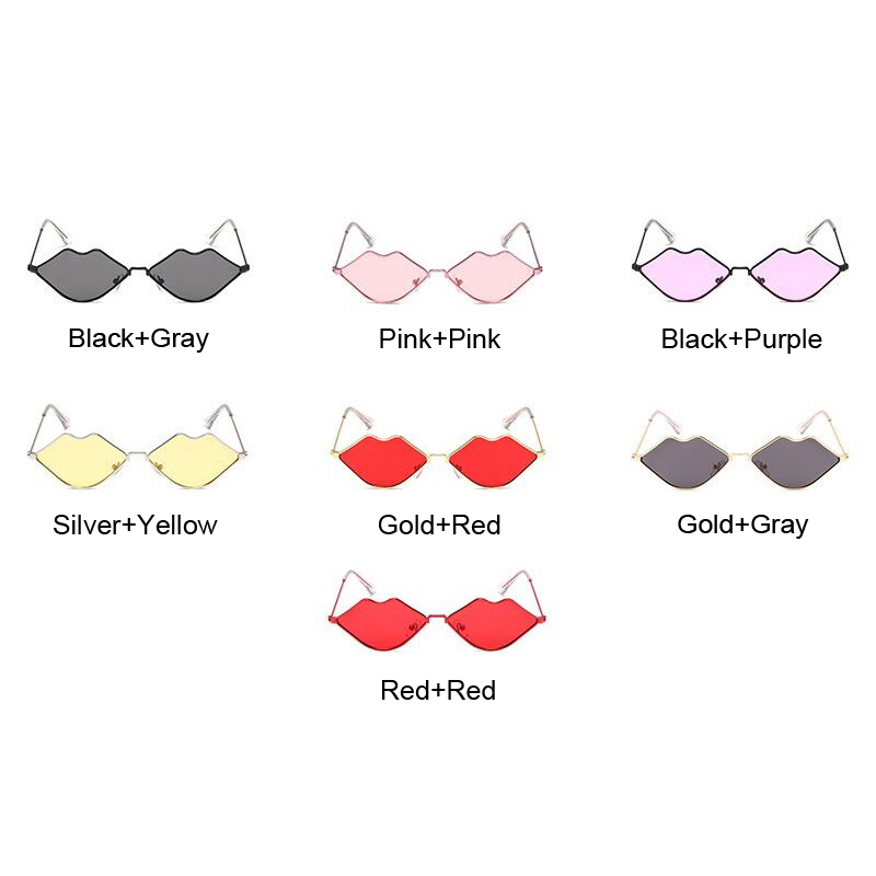 Small Frame Sunglasses Women Retro Lips Mirror Metal Sun Glasses Female Vintage Brand Lunette De Soleil Femme
