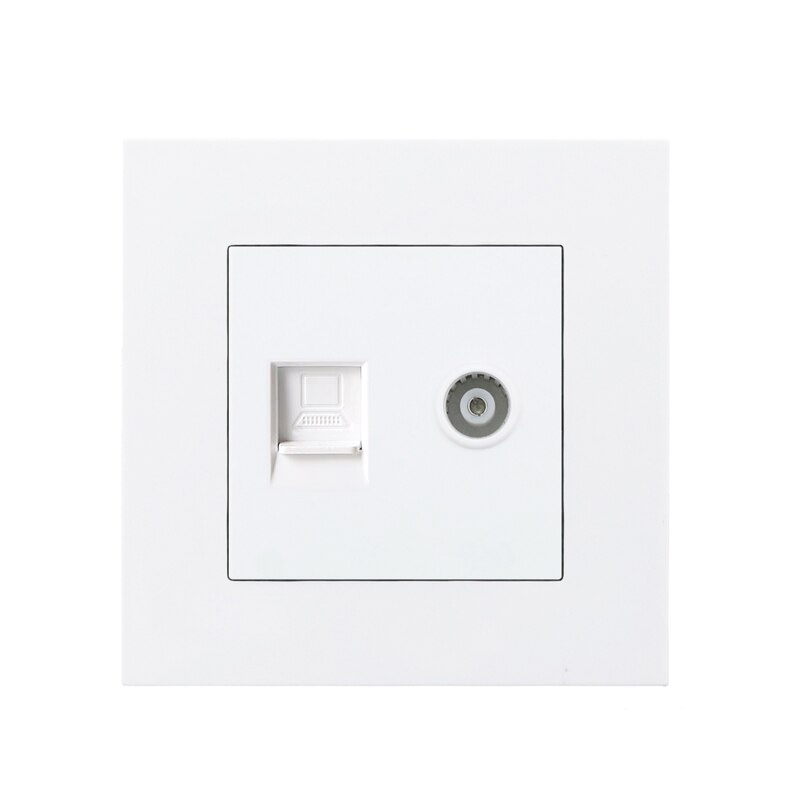 Atlectric PC Plastic Panel Internet TV Socket Rj45 Met TV Socket Dual Rj45 Poort Data Socket Outlet Plug 86mm * 86mm power outlet stopcontact: Rj45 With TV