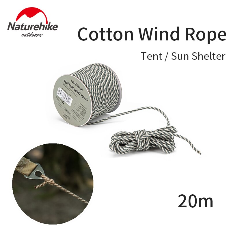 Naturehike-Cuerda de viento de algodón, accesorios de tienda con nudo rápido, hebilla de cuerda de viento antideslizante, gancho de ajuste para acampar y senderismo