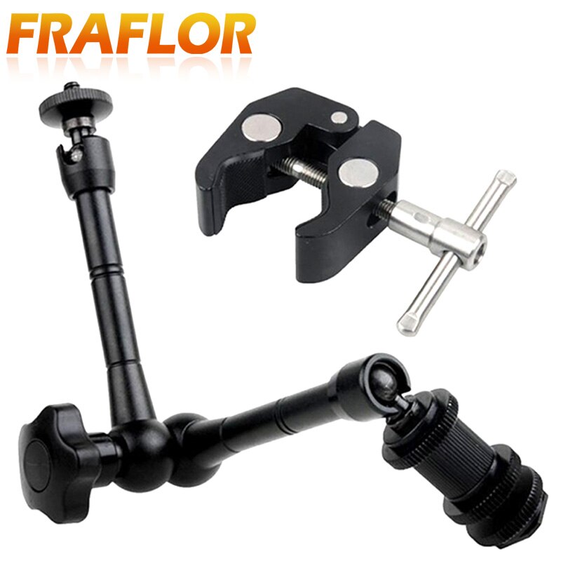 Superklem 7/11 inch verstelbare magische gelede arm voor het monteren van hdmi-monitor, led-lamp, lcd-videocamera, flitser, camera, dslr