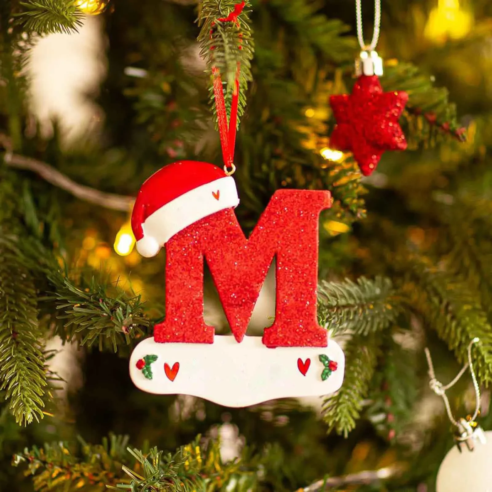 Christmas Tree Decoration Letter Pendant 26 Letters Home acrylic DIY Pendant Xmas Year Decor Ornament navidad: green