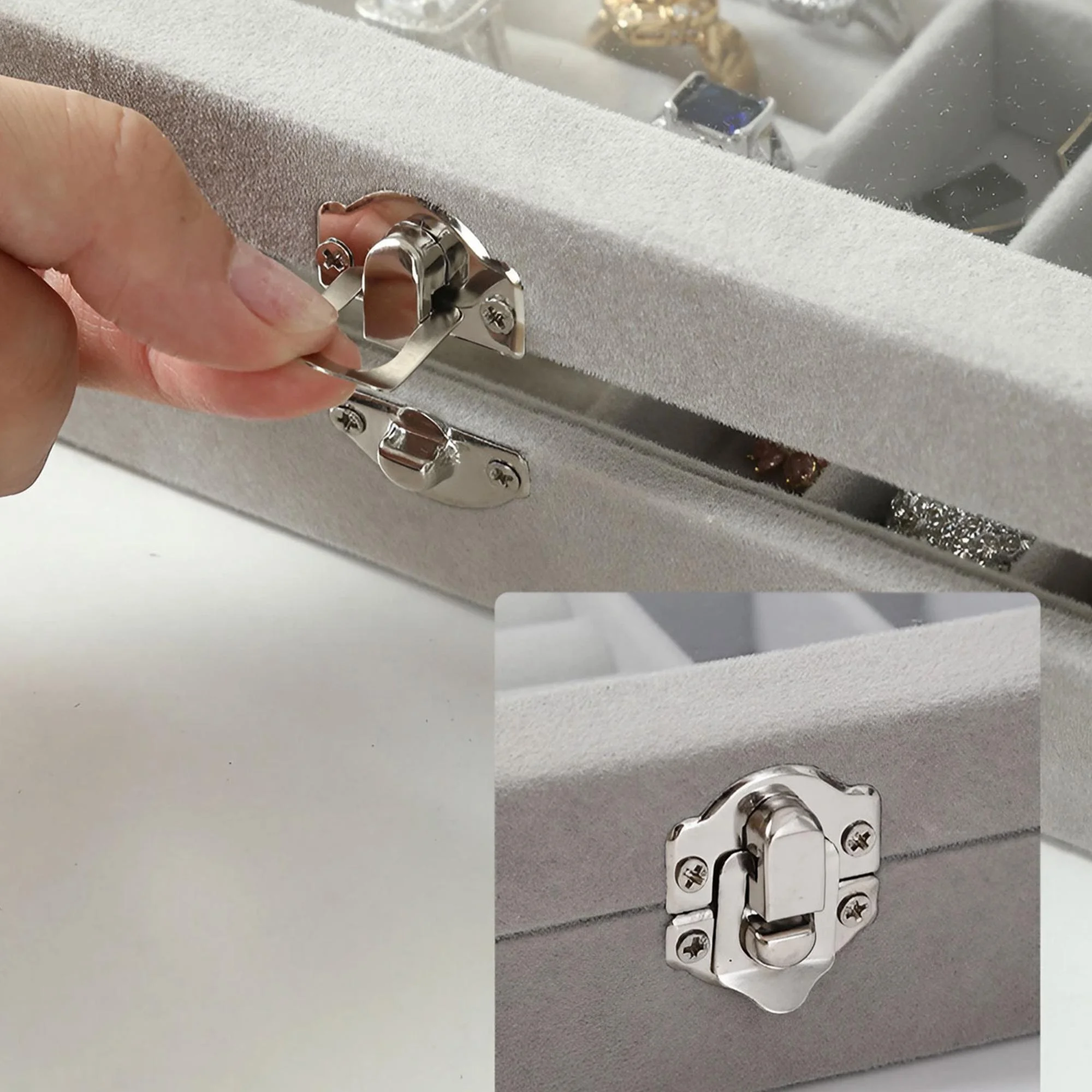 Fluwelen ring-organizerdoos - Sieradenhouder met doorzichtig deksel, stofdichte opbergbak voor ringen en oorbellen voor meerdere sieradenstukken