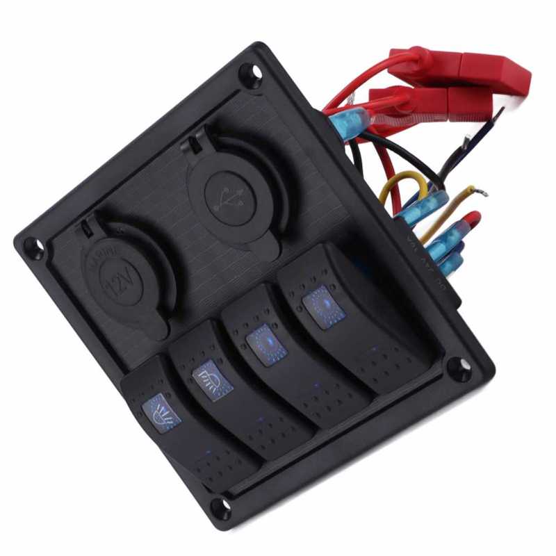 On Off Toggle Switch Multiple Protections LED Indicator 4 Gang Rocker Switch for 12‑24V Cars Trucks Boats