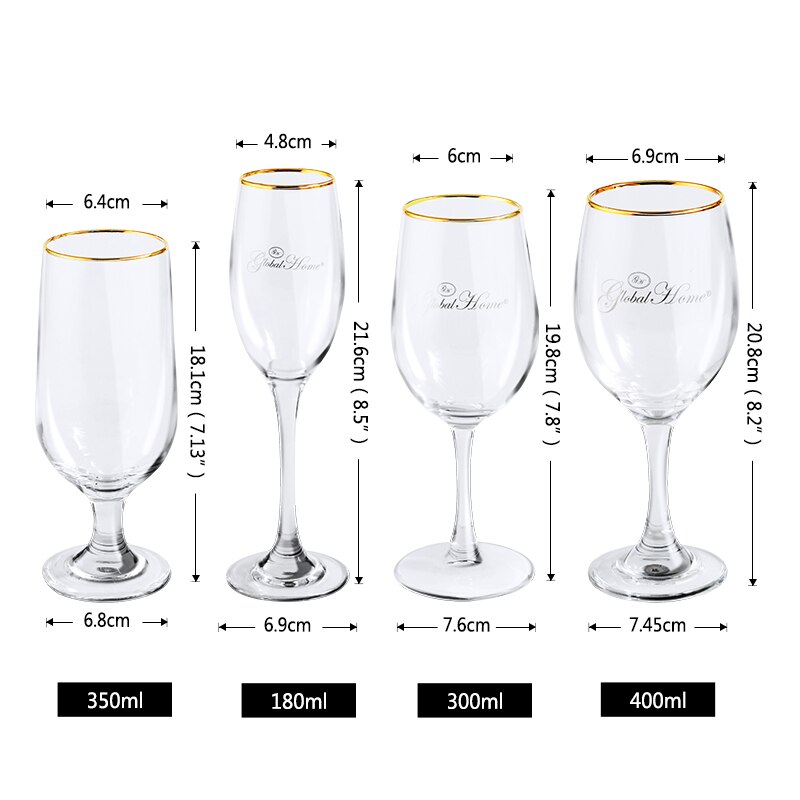Crafted Wine Glass Goblet Beer Champagne Glasses Gold Line Drinking Juice Vodka Wine Glass Cups for Home Party Bar Restaurant