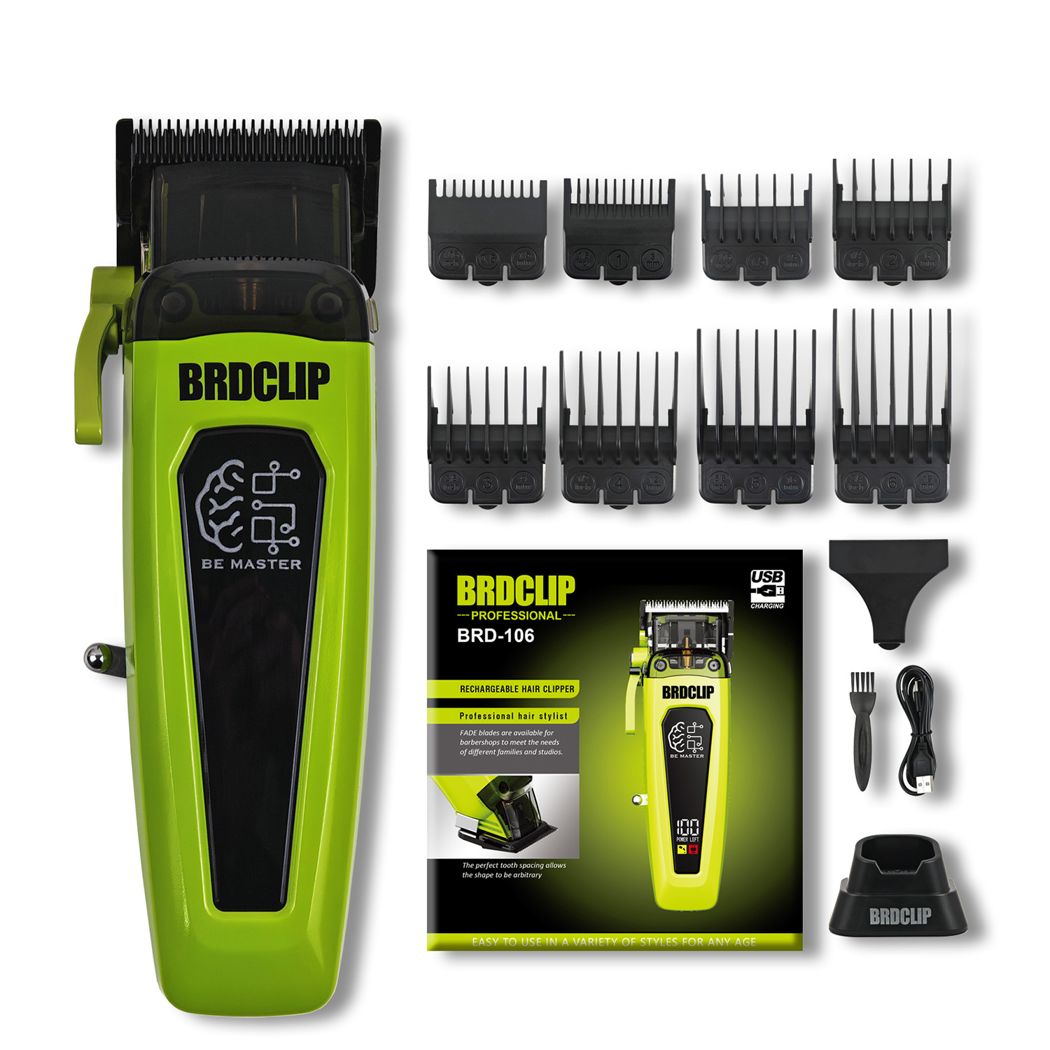 BRDCLIP-Kit de Máquina para cortar cabello de barbero , cargador Base, cortadora de pelo de 7500RPM, cortadora de pelo de salón con cuchilla DLC para hombres: Rosa