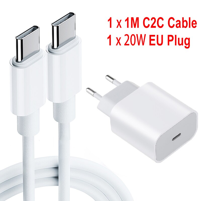 20W PD fast charger For iphone 12 Pro Max USB C C2L Adapter UK EU Plug Travel charger QC3.0 for Apple 11 for Samsung for HUAWEI: EU C2C