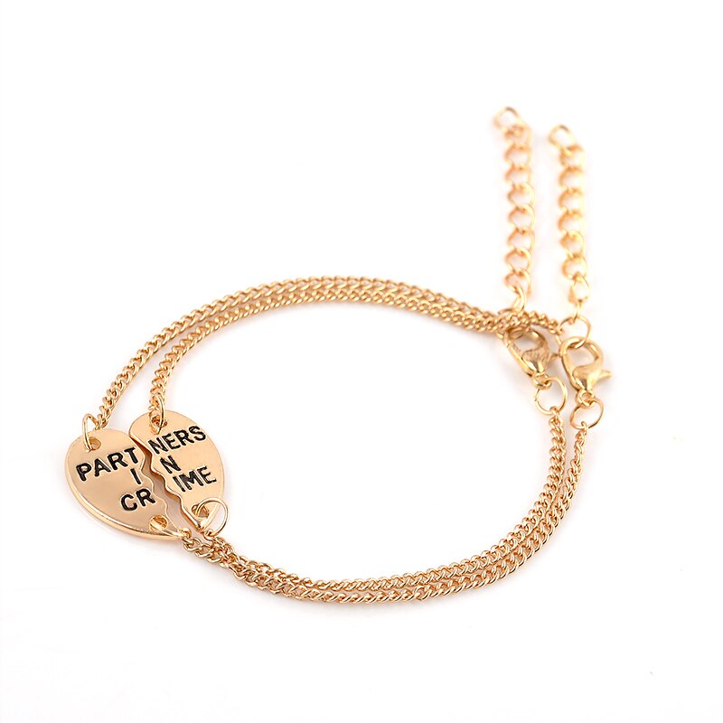 Pulseras de la amistad de aleación con corazones para mujer, parejas elegantes para , de amistad para mejor amiga