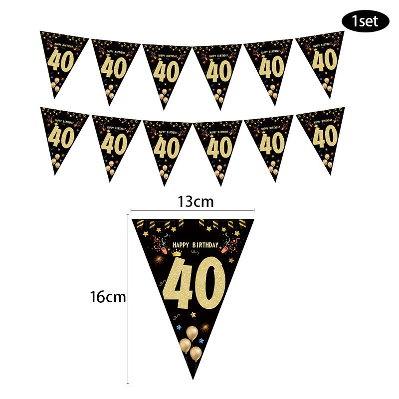 Happy Birthday Banner 30 40 50 60 År - Voksen Fest Baggrundsdekoration