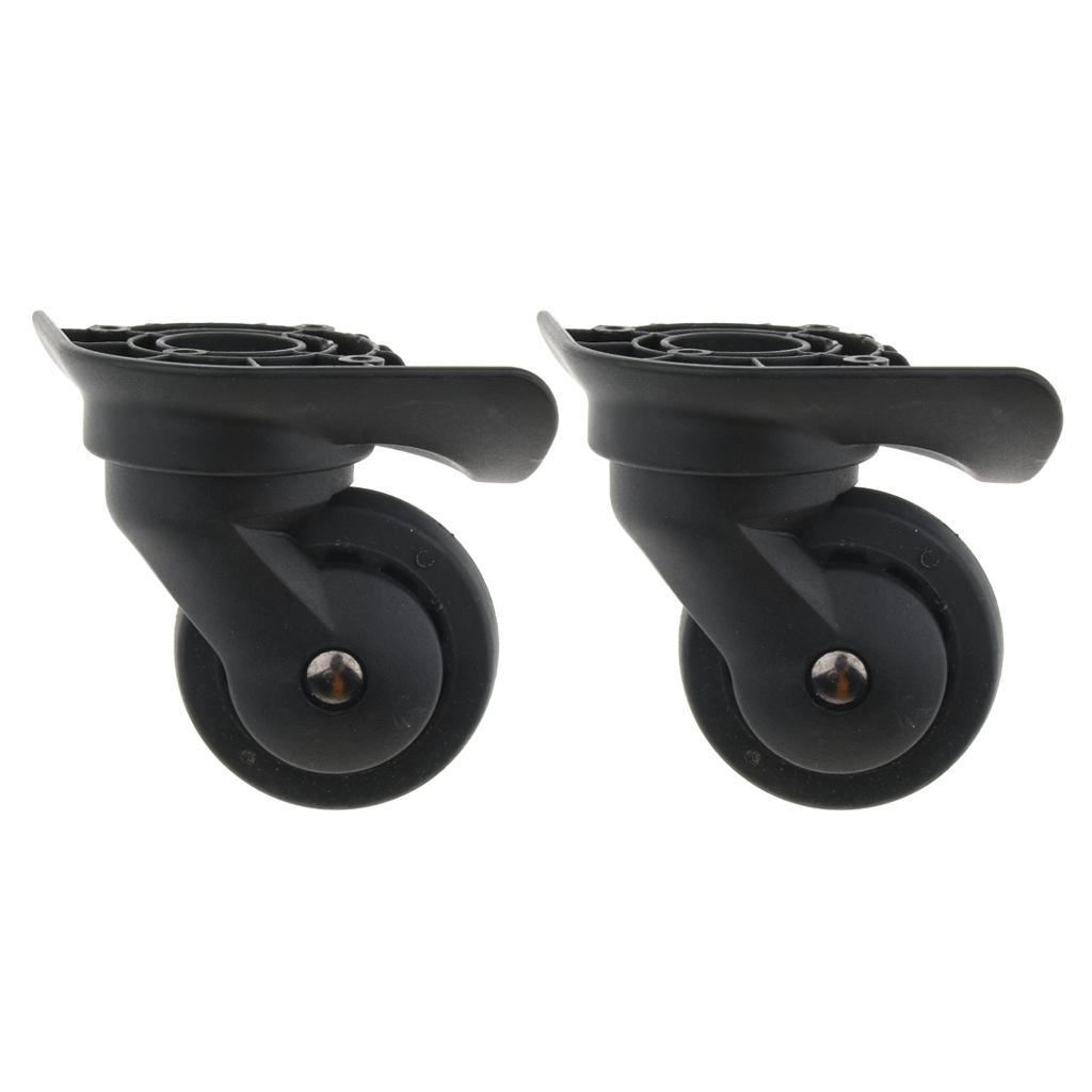 2pcs Luggage Mute Wheel Universal 360 Degree Swivel Casters Black A52-Size L