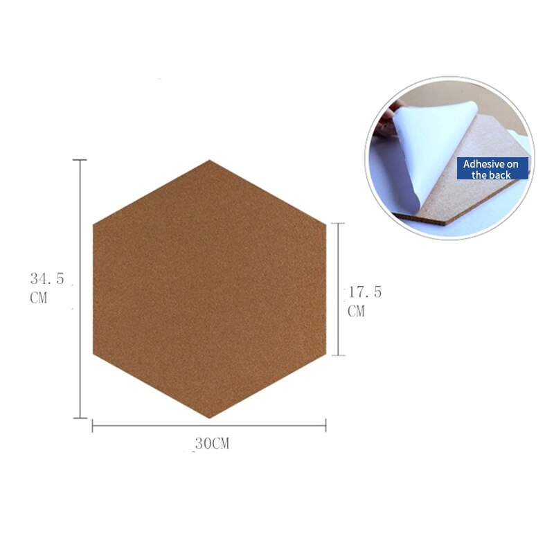 4 Pieces Of Cork Board Drawing Self-Adhesive Multifunctional Wall Stickers Message Hexagon Background Frame Home Decoration