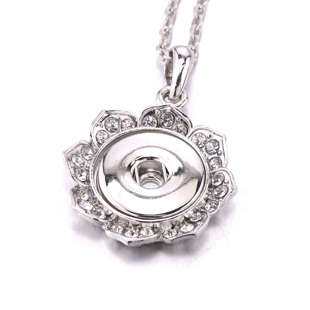 Snap Button Jewelry Necklaces Rhinestone Crystal Heart Flower Snap Necklace Fit DIY 20MM 18mm Snaps Buttons Pendant Necklace: N1727-3