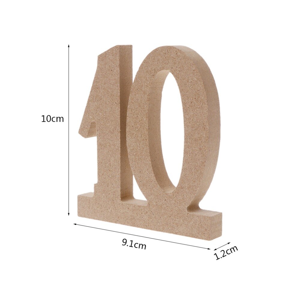 10 piezas 1-10 MDF de madera tabla Números Mesa números de la con soporte Base para la de cumpleaños de la boda de la casa bricolaje Decoración