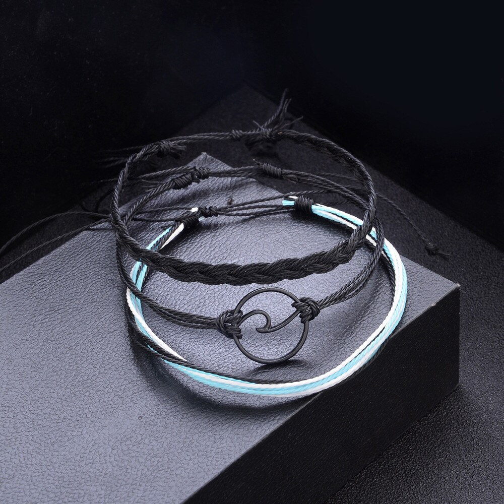 Tobilleras de ondas de plata Bohemia para mujer, 3 uds., joyería para el tobillo