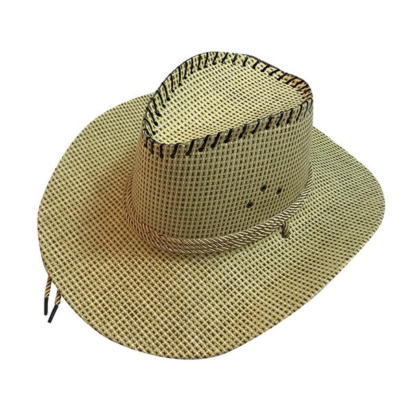 Unisex Western Cowboy Hat For Gentleman SombreroWide Brim Straw Cap L0402: A