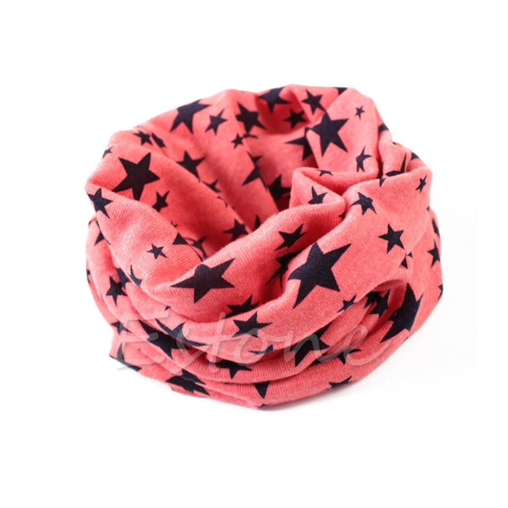Bufandas de cuello redondo para niños y niñas con de estrellas para invierno: Rojo