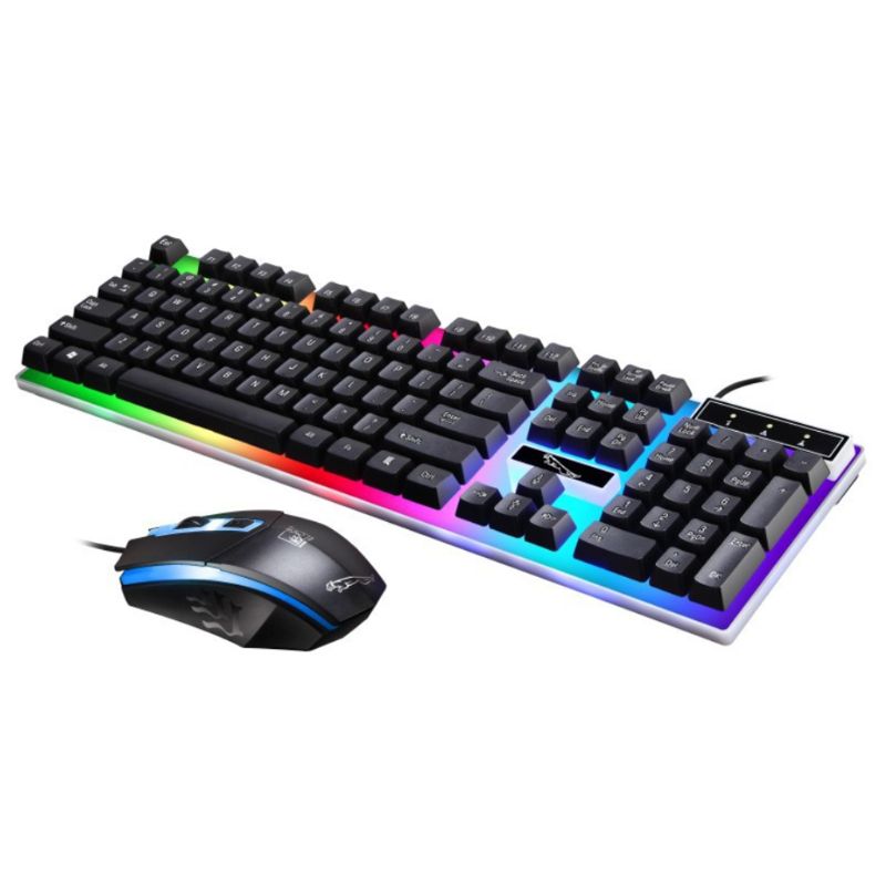 Teclado ergonómico para videojuegos y Kit de ratón 3D, equipo LED antideslizante de arcoíris para PS4 y Xbox One