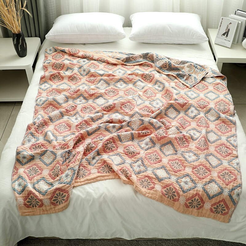 Katoen Vier Lagen Dik Gaas Handdoek Deken Sofa Cover Soft Trooster Lente En Zomer Dikke Vel Boho Sprei: red cherry