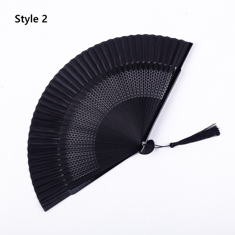 Kinesisk stil sort fan folde ventilator kvindelig klassisk dans fan håndværk fan folde ventilator: Stil 2