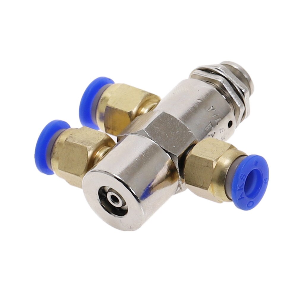 Exhaust valve 2 Position 5 Way ON/OFF M5 Thread Push button Switch TV-4P Air Pneumatic Mechanical Valve w Fiittings
