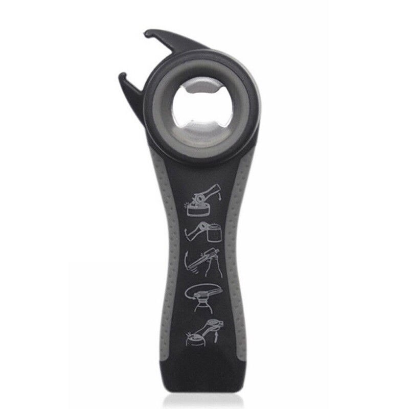 All In One Bottle Opener Jar Can Kitchen Manual Tool Gadget Multifunction: black