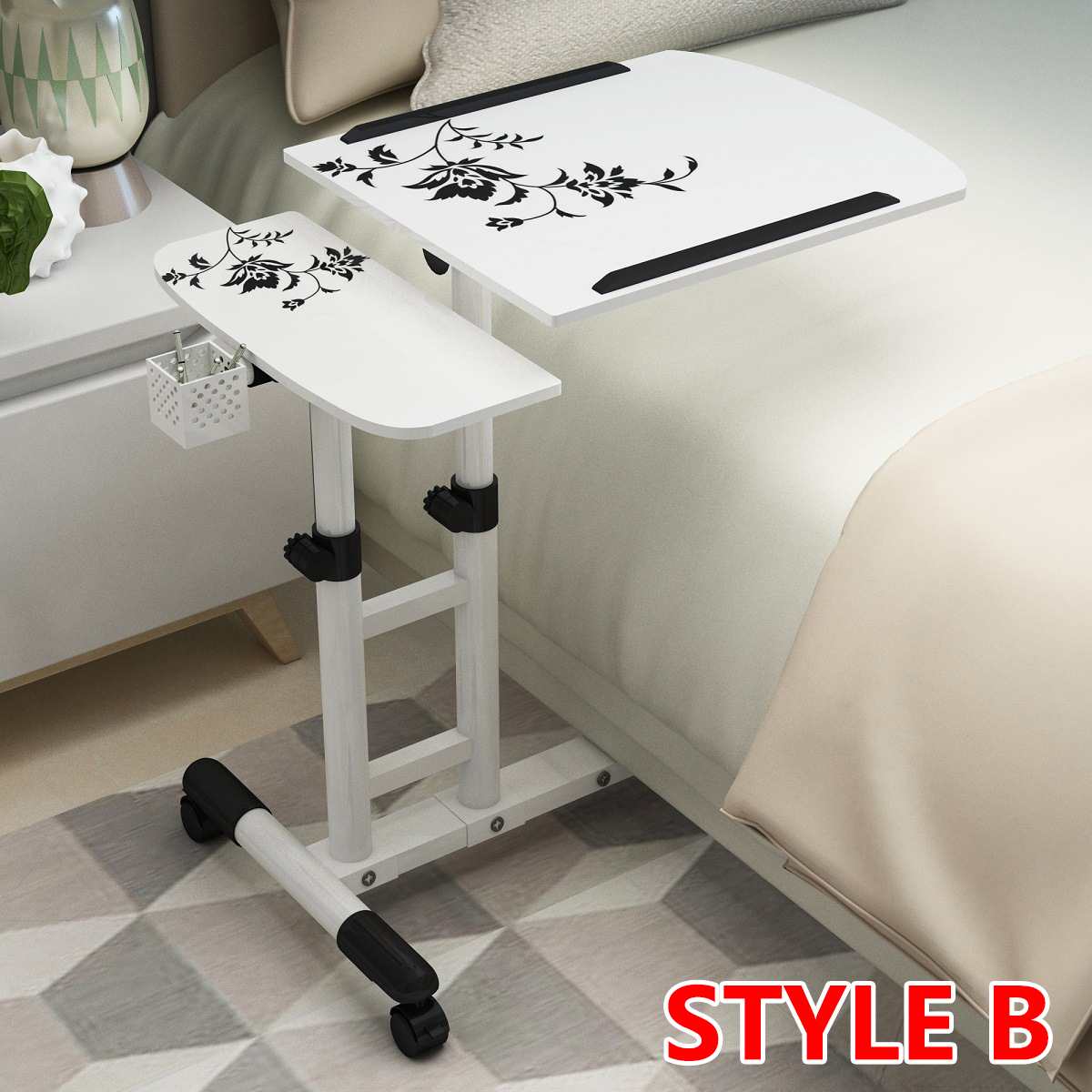 Klappbarer computertisch 48 x 40cm , verstellbarer tragbarer laptoptisch, drehbarer laptop-betttisch, höhenverstellbarer stehtisch fürs schlafzimmer: Stilb