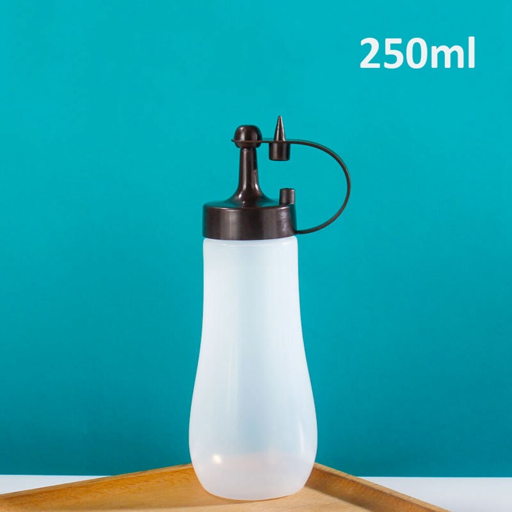 250/360/480/720ml bouteille de compression avec bouchon pour Ketchup moutarde Mayo Sauces chaudes huile d'olive Condiment presser bouteille outils de cuisine: 250ml-Brown