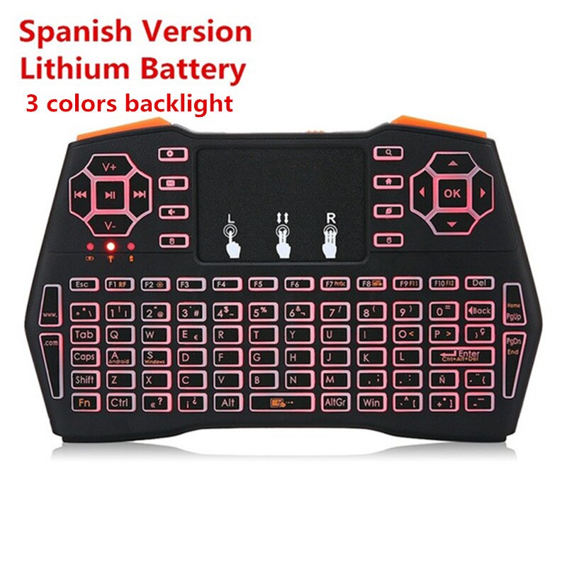 I8 Plus Android TV BOX Keyboard 2.4GHz Wireless Mini Wireless Keyboard, Touch pad Mouse Intelligent Game Backlight Keyboard: 3C backlit  Spain