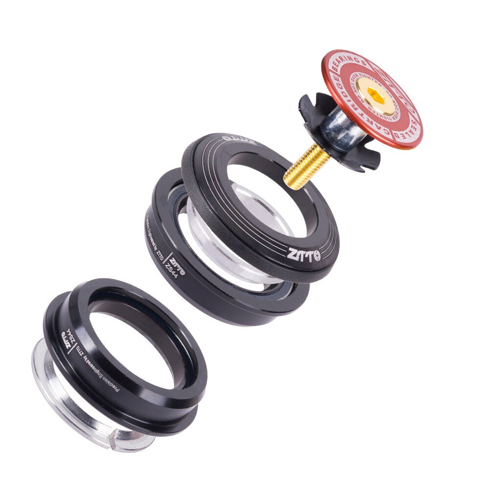 ZTTO Bicycle Internal Headset 44mm MTB Threadless Sealed Bearing 45 Degree ZS44 ZS56 Tapered Straight Fork Steerer: Red