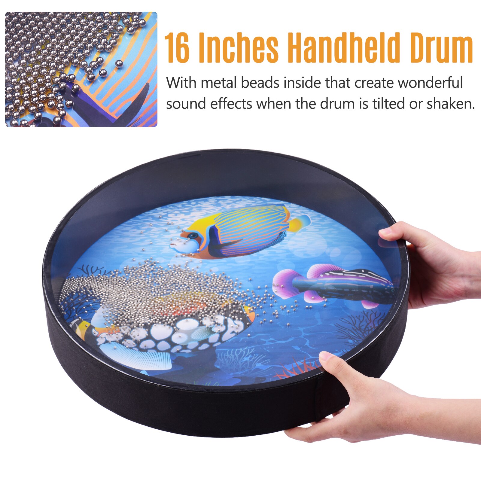 16 Inch Ocean Drum Houten Handheld Sea Wave Drum Percussie Instrument Gentle Sea Sound Muzikale Speelgoed Cadeau Voor Kinderen