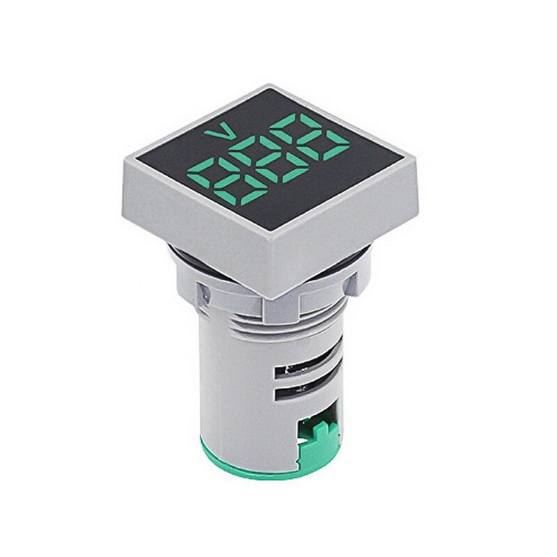 22mm kvadrat  ac 12-500v volt spændingstester meter monitor strøm led indikatorlampe lys display diy mini digital voltmeter: 2