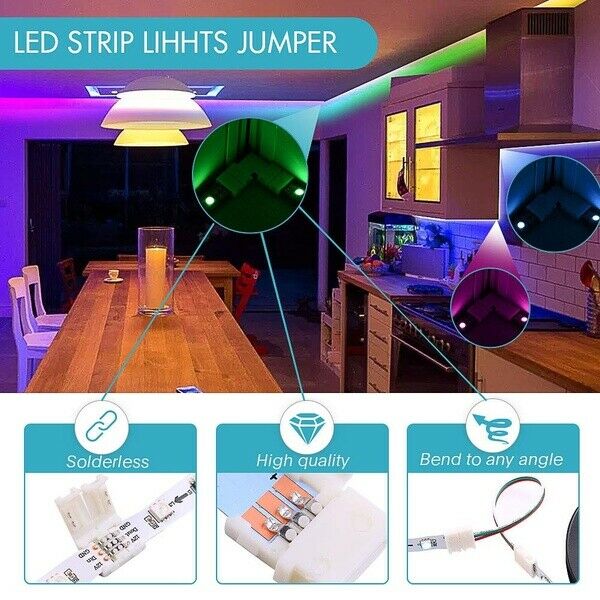 4 Pin RGB LED Strip Light Connector with wire 3528/5050 LED Strip 8mm/10mm Width PCB Ribbon Cable with PCB Clip Adapter