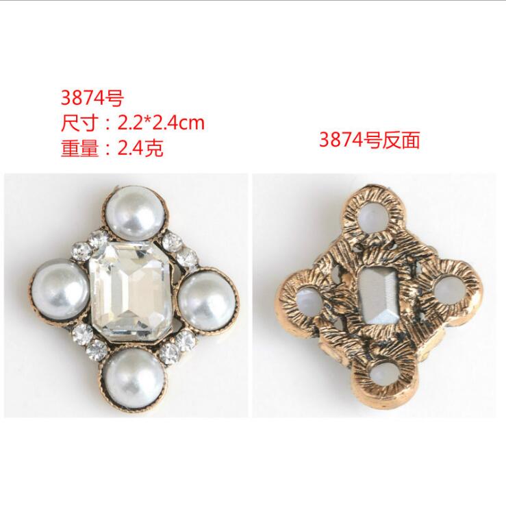 10pcs/lot antique gold alloy buttons flat back rhinestone embellishment buttons crafts