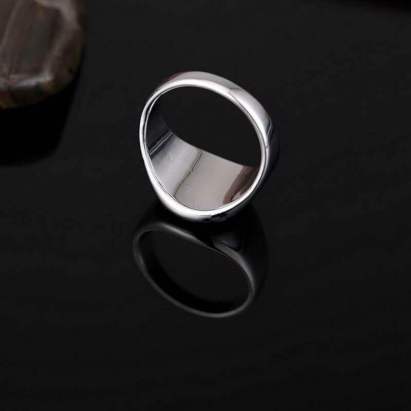 Bague géométrique en pierre noire pour homme et femme, Vintage, couleur argent, grands anneaux de mariage, fiançailles, bijoux de fête