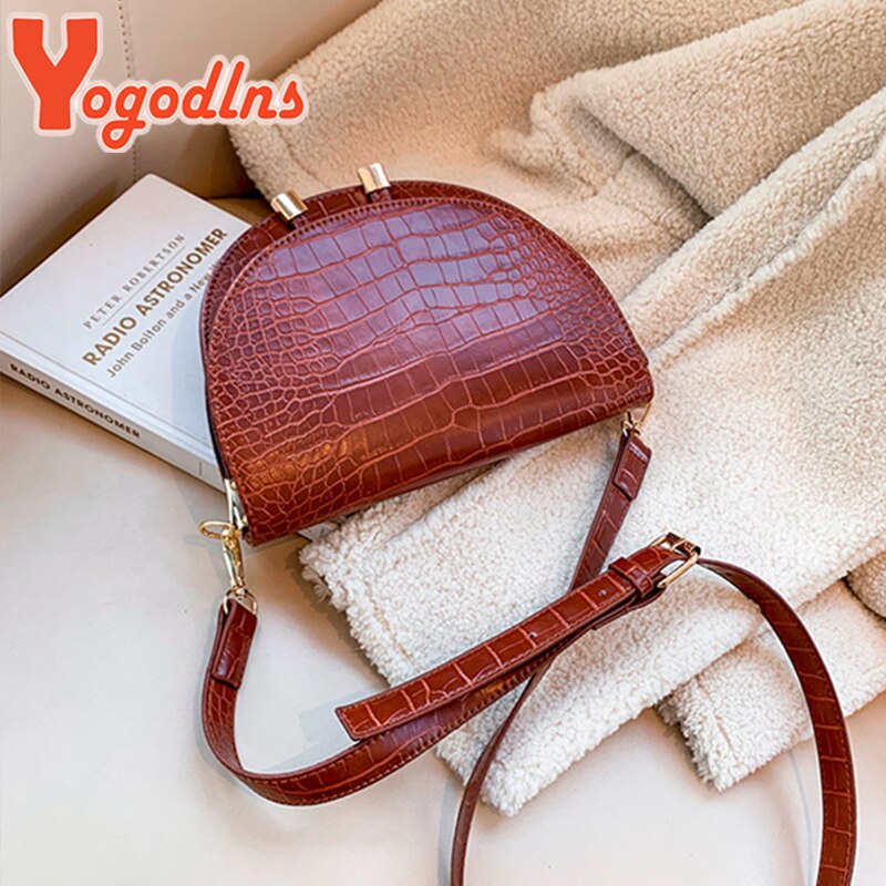 Yogodlns sacoche sac à bandoulière sauvage décontracté en cuir PU unique sac à bandoulière de luxe Crocodile modèle sac à main sac