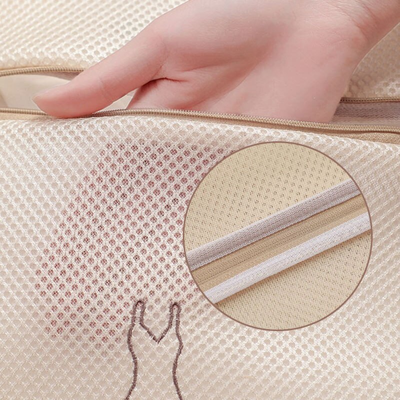 Mooie Beige Waszak Exqusite Geborduurd Patroon Voor Ingedeeld Wassen Fijne Mesh Wassen Tassen In Machine