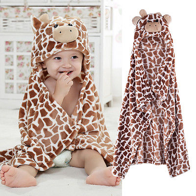 Pudcoco bjørneformet baby hætteklædt badekåbe blødt spædbarn nyfødt giraf håndklæde tæppe baby leopard bad bruser håndklæder 100 cm