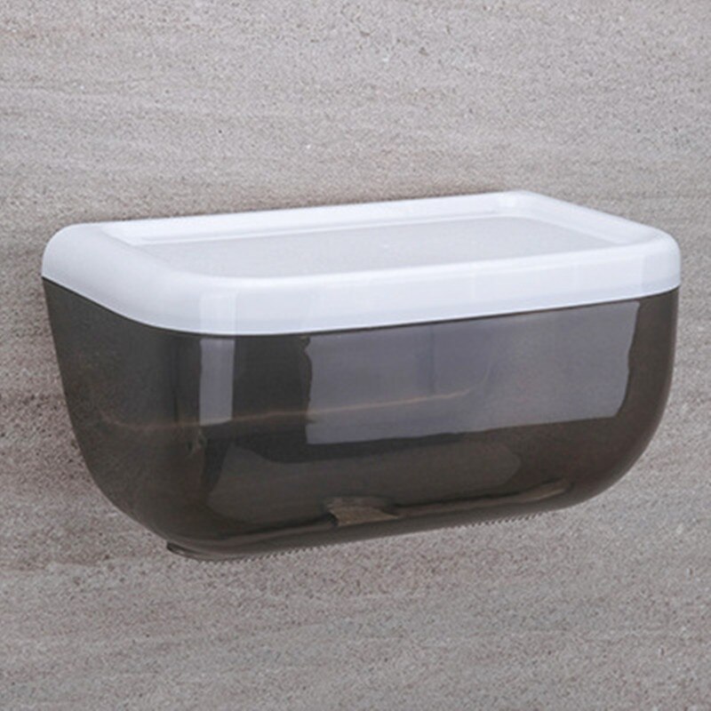 Toiletpapirholder vandtæt papirholder væghængt vævsholder vævsdispenser multifunktionel opbevaringsboks: Sort