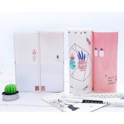 Meisjes Grade 4 Droom Pen Box Mode Penhouder Verse Jongen Basisschool Cilinder multifunctionele Schrijfmap Briefpapier tas: Lovely pineapple