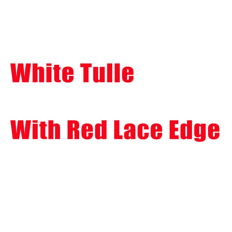 Foulard boléro en dentelle noire pour femmes, Cape boléro de mariée pour robe de soirée, châle et enveloppes en Tulle: White Tulle Red Edge