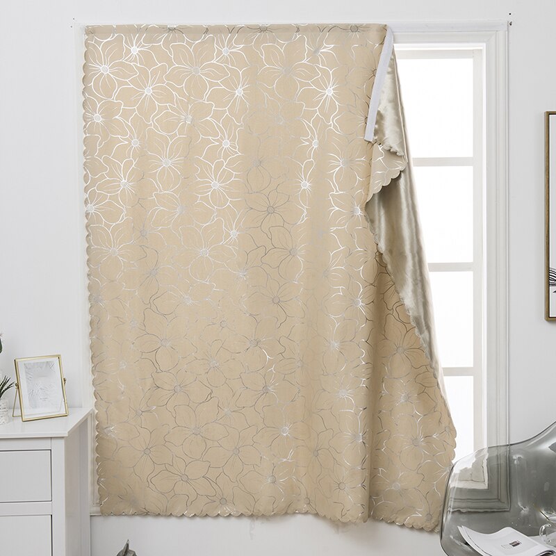 Cortinas de Velcro sin perforar para la sala de estar cortinas de ventana de la habitación cortinas de pared de protección fácil de instalar cortinas persianas шоы: beige