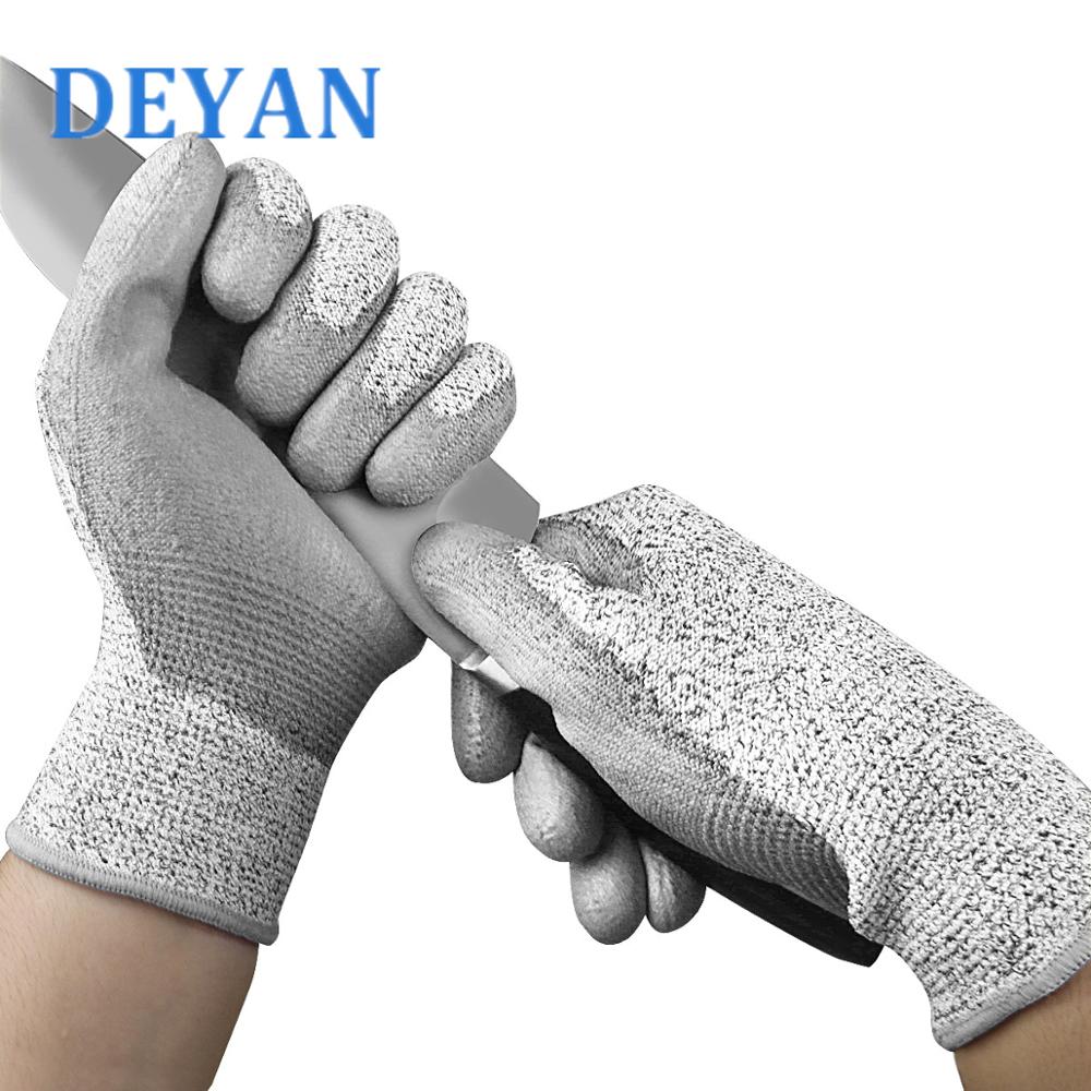 PU Coated Cut Resistant Safety Work Gloves Level 5 Cut Protection Gloves Comfortable Soft Work Gloves