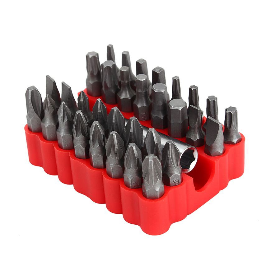 33pcs Security Bit Set Star Hex Key Chave Tamperproof 1/4" 6.35mm Screwdriver Kit with 1pc Hex Magnetic Holder