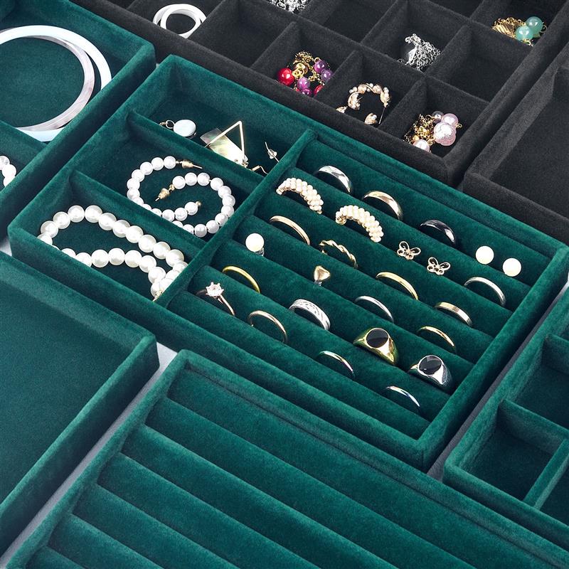 Espositore per gioielli in velluto astuccio per braccialetti orecchini anelli scatola Organizer portaoggetti scatole espositive per cassetti per gioielli impilabili fai da te